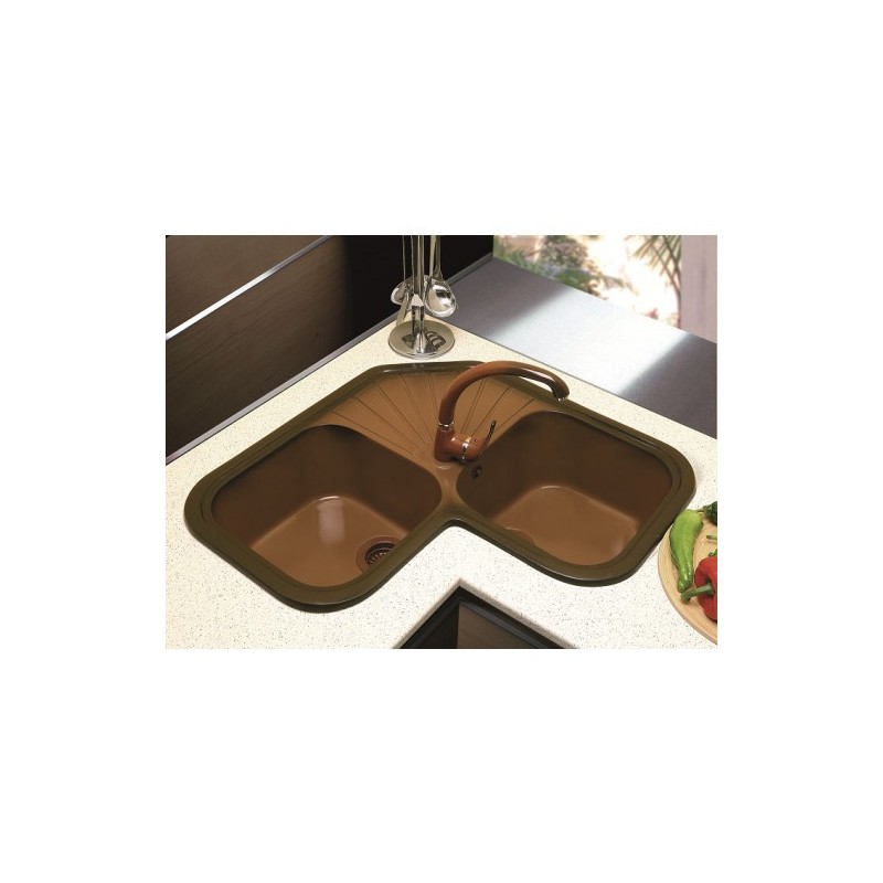 Fregadero Sintetico 2 senos + Escurridor MOKA