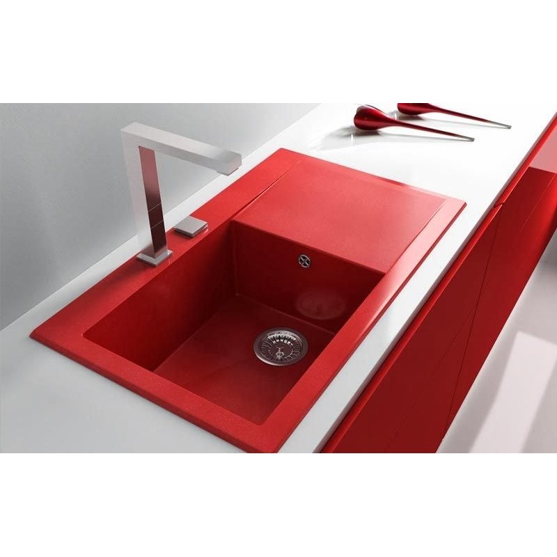 Fregadero Sintético 1 seno + escurridor color Rojo Fregadero Sintético 1 seno + escurridor color Rojo