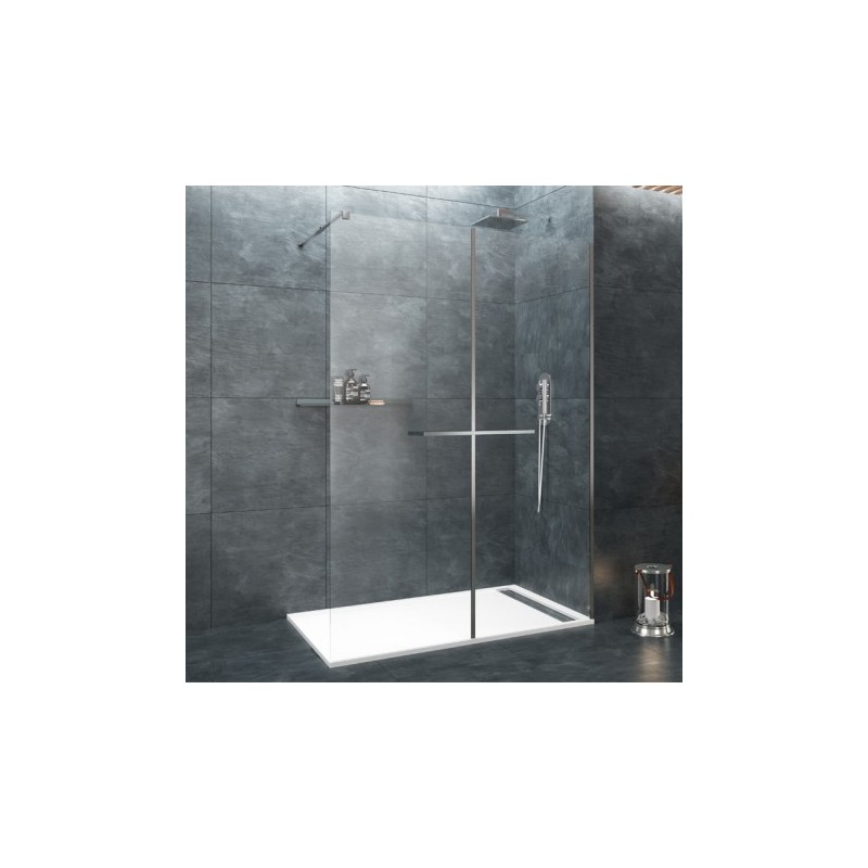 Paroi de douche avec  porte serviette de 140 cm