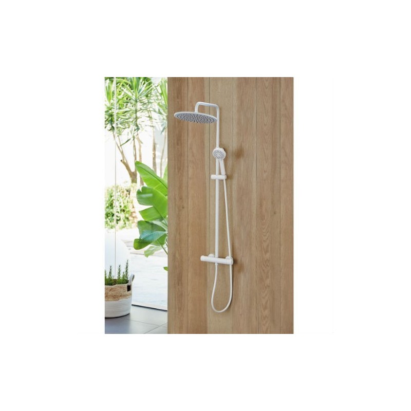 Colonne de douche blanche Thermostatique Colonne de douche blanche Thermostatique