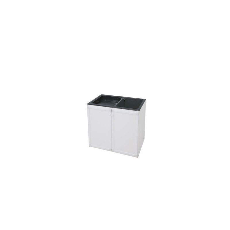 Meuble en Aluminium  pour Evier Double pour Exterieur  de Couleur Blanc