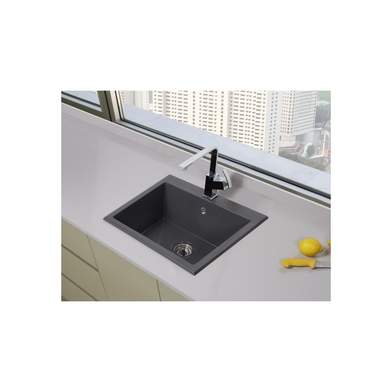Evier Synthetique avec 1 grand Bac Couleur Gris Evier Synthetique avec 1 grand Bac Couleur Gris