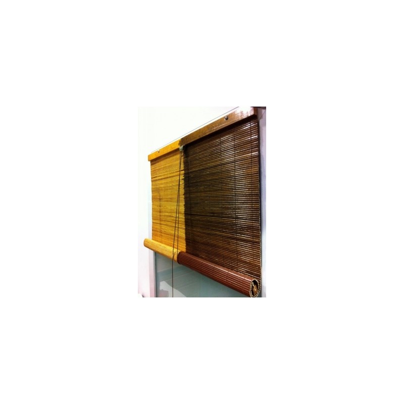 Store CEYLAND  Enroulable en Bois Naturel pour Fenetres de Couleur Jaune