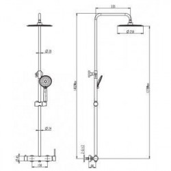 Columna  de Ducha  ORO Cepillado