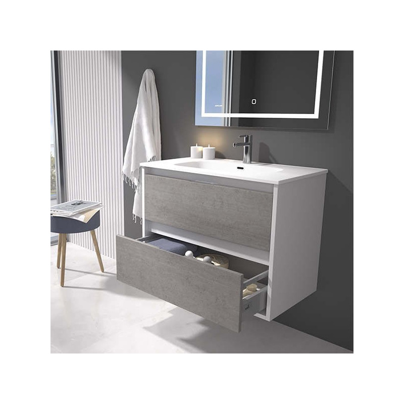 Conjunto Mueble de Baño Supendido Color cemento