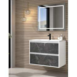 Mueble de baño 2 cajones Marquina imitación mármol gris