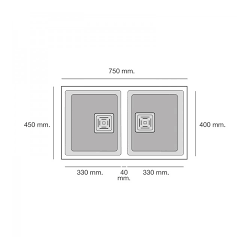 Evier Synthetique sous plan  avec 2  Bacs Couleur Blanc