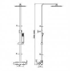 Columna de ducha  BLANCA Telescopica Cuadrada