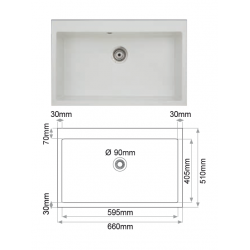 Evier Synthetique avec 1 grand Bac de 50cm