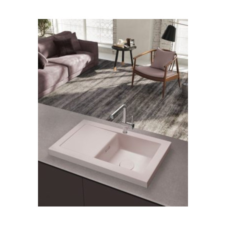 Evier Synthetique 1 bac et égouttoir blanc mat