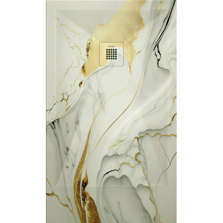 receveur de douche effet matbre blanc doré