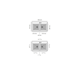 Evier Synthetique sous plan  avec 2  Bacs Couleur Blanc