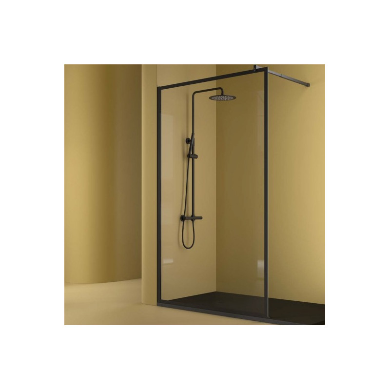 frontal de ducha con marco negro