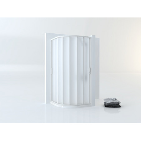 Mampara Semi Circular plegable de ducha alumini blanco