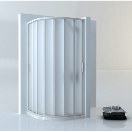 Mampara Semi Circular plegable de ducha alumini plata