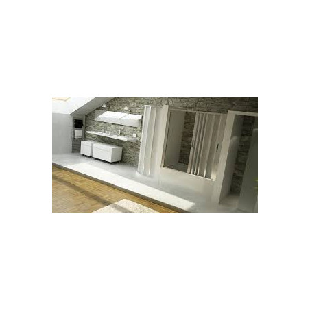 Mampara frontal plegable per banyera  alumini plata mate