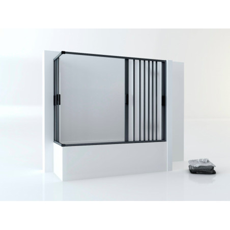 Paroi  de douche   pliante pour baignoire  noire