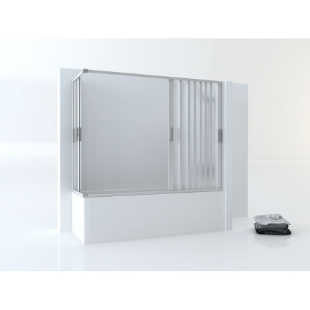 Mampara frontal  plegable de banyera color plata