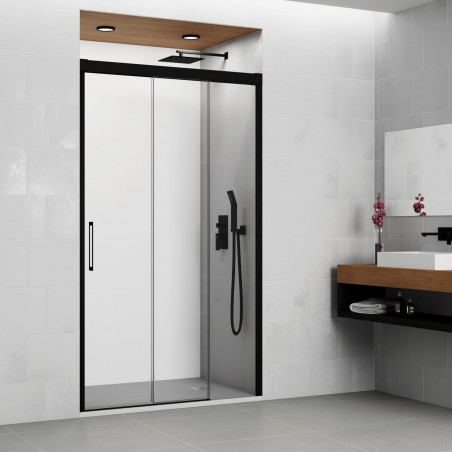paroi de douche coulissante a 3 vantaux noire