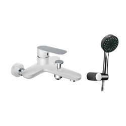 Conjunto monomandos Bañera + Lavabo de color blanco
