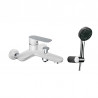 Conjunto monomandos Bañera + Lavabo de color blanco