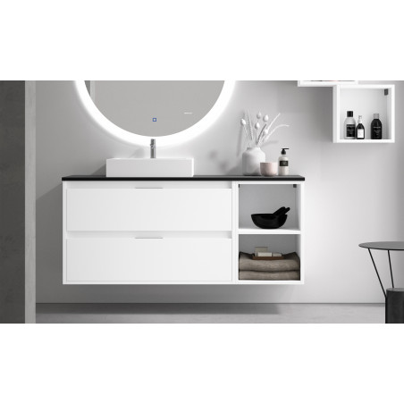 Mueble de baño suspendido con estanterias