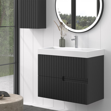 Mueble de baño blanco con espejo