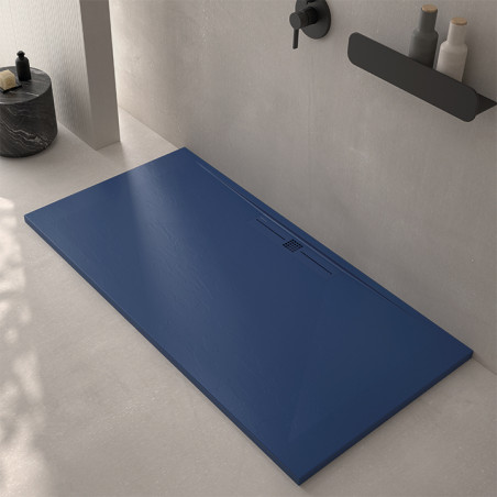 plato de ducha de color azul