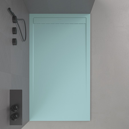 plat de dutxa de color blau turquesa