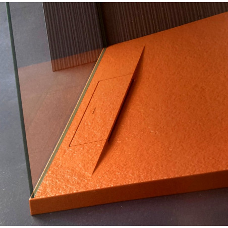 Plato de ducha efecto piedra color naranja