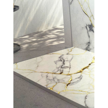 receveur de douche  imitation marbre blanc