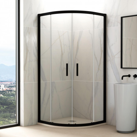 cabine de douche en angle aluminium noir