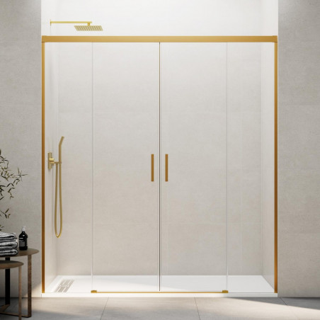 paroi de douche coulissante or brossé