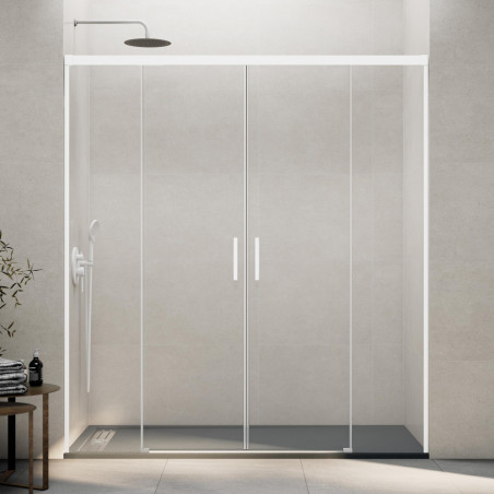 paroi de douche coulissante en aluminium blanc