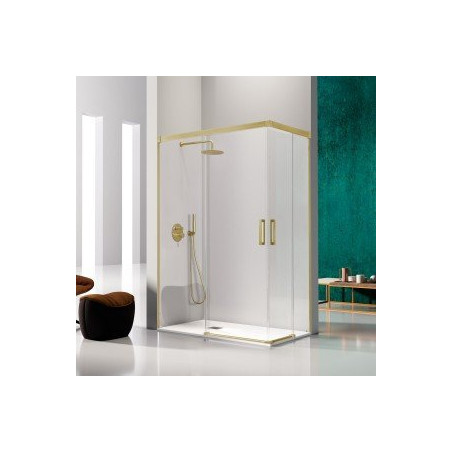 Mampara de ducha angular oro cepillado