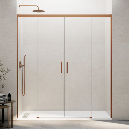 paroi de douche coulissante  couleur cuivre