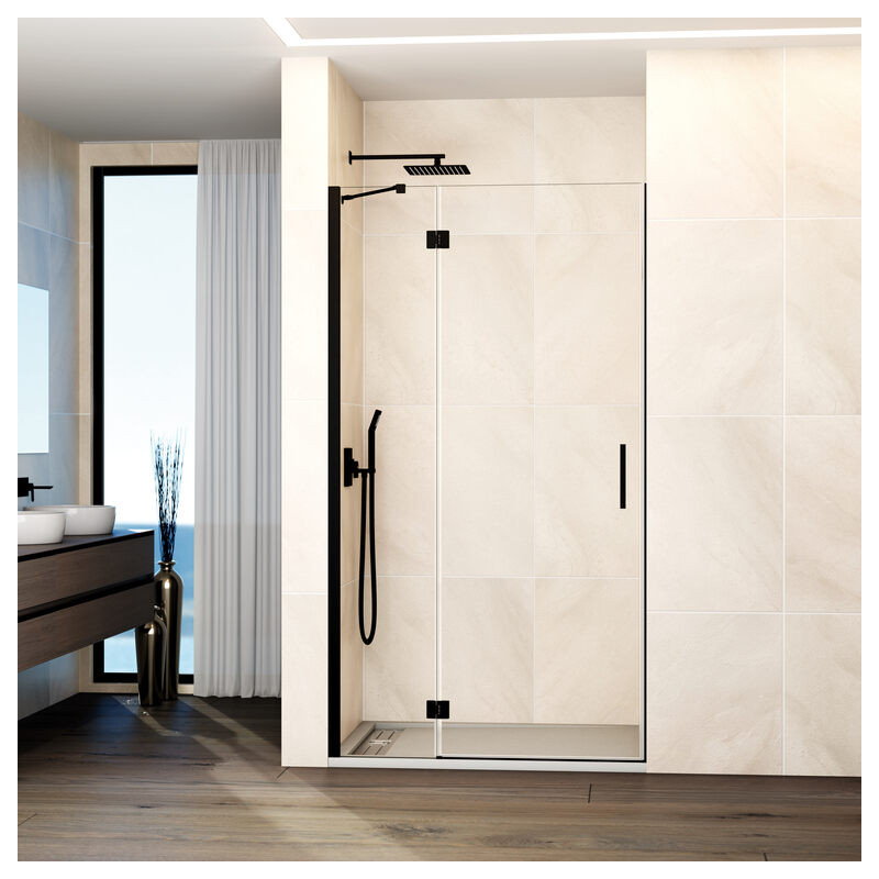 Paroi de douche avec charnière profile NOIR