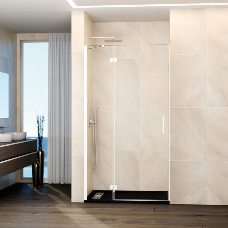 Paroi de douche porte ouvrante blanche aec charnières