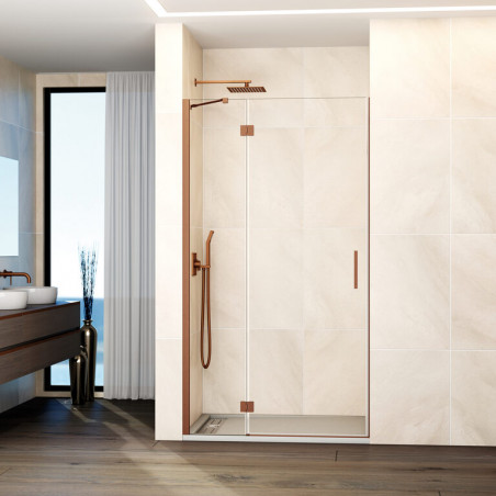 Paroi de douche porte ouvrante  avec charnières couleur cuivre