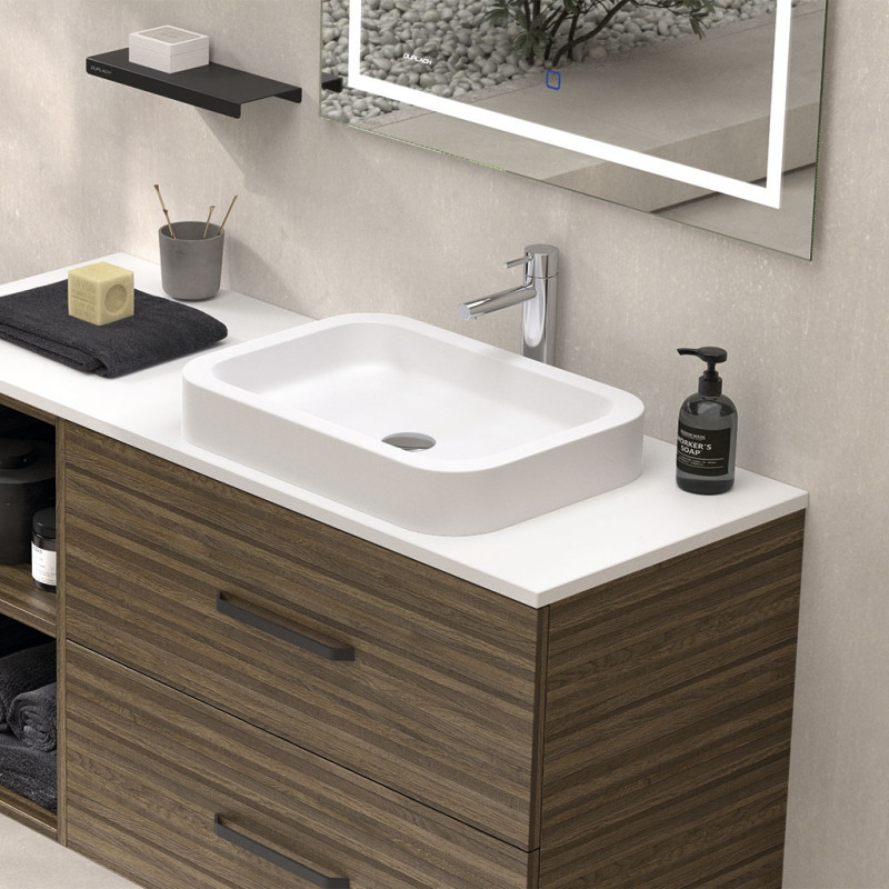 Mueble de Baño RIBBON suspendido con Estanterias laterales