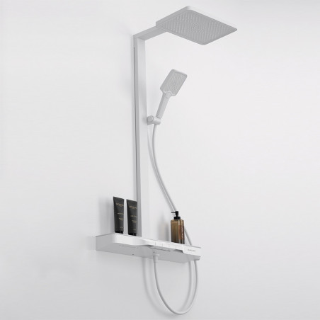 Bath Shower column with glass shelf.