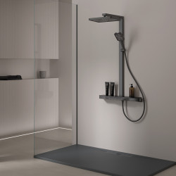 Bath Shower column with glass shelf.