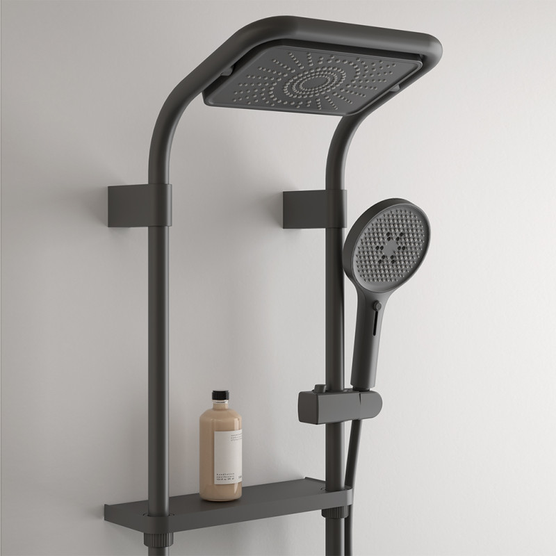 Colonne de douche pour baignoire couleur anthracite avec etagères economique