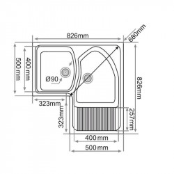 fregadero sintetico 2 senos + escurridor central