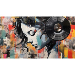 panneau  mural disque de musique