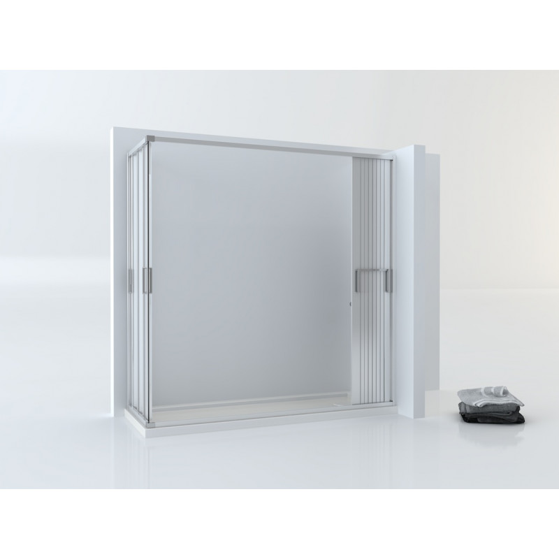 Mampara angular plegable en acordéon de ducha alumini blanco o plata