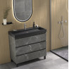 mueble de baño de color marmol gris con cajones