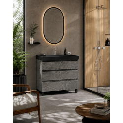 Mueble de salle de bains de couleur effet marbre gris