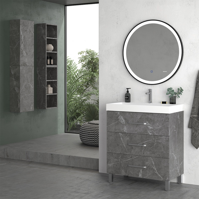 Mueble de salle de bains de couleur effet marbre gris