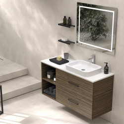 Mueble de baño suspendido con estanterias madera ribbon